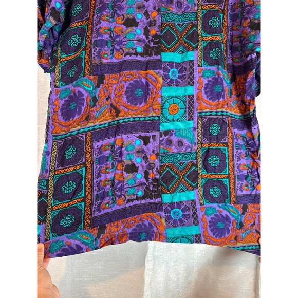 Vintage Be Bop‎ Baggy P.J.H. Patchwork T-Shirt Purple Orange Teal Mens Medium - Picture 7 of 8